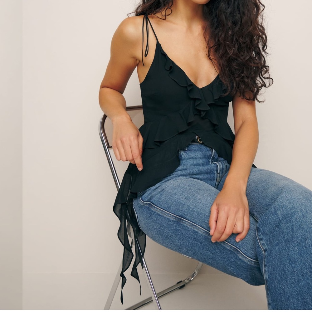 Black Ruffle Reformation Top